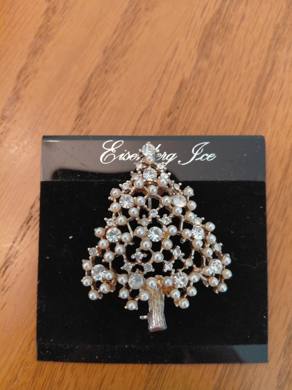 Eisnerburg -Ice Gold-Tone Pearl & Crystal Tree Brooch